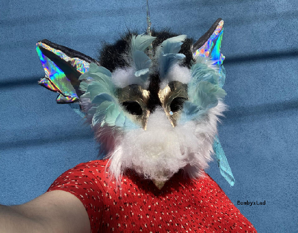 gryphon head front it has iridescent ears